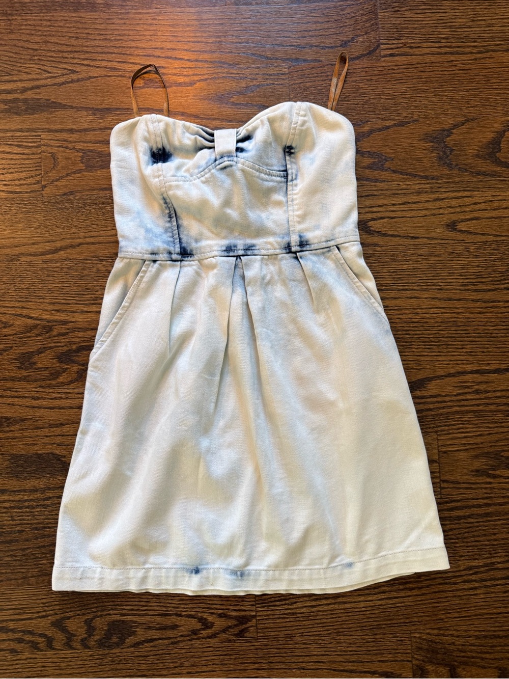SHEIN Light Blue Tie-Dye Sundress with Bow Bodice